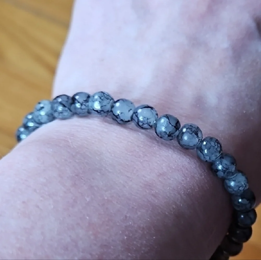Gray and Black Transparent Beaded Bracelet